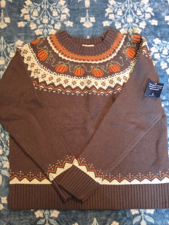 Kiel James Patrick Sweaters - Kiel James Patrick Brown & Orange Fair Isle Cabin Sweater